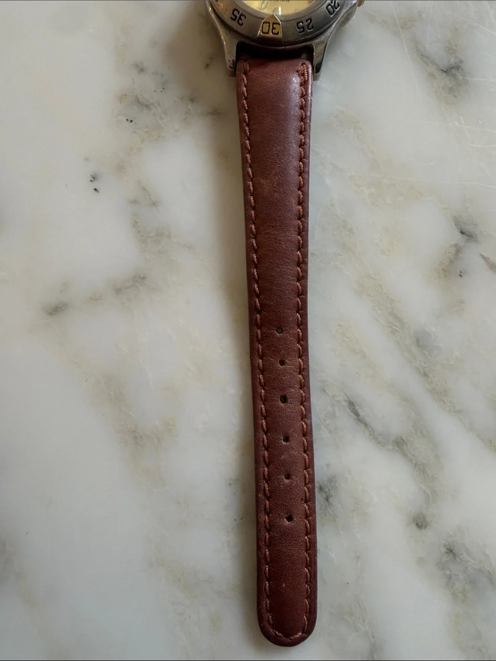 Vintage FILA Professional Meters Brown Leather Watch Gold Dial Needs Battery